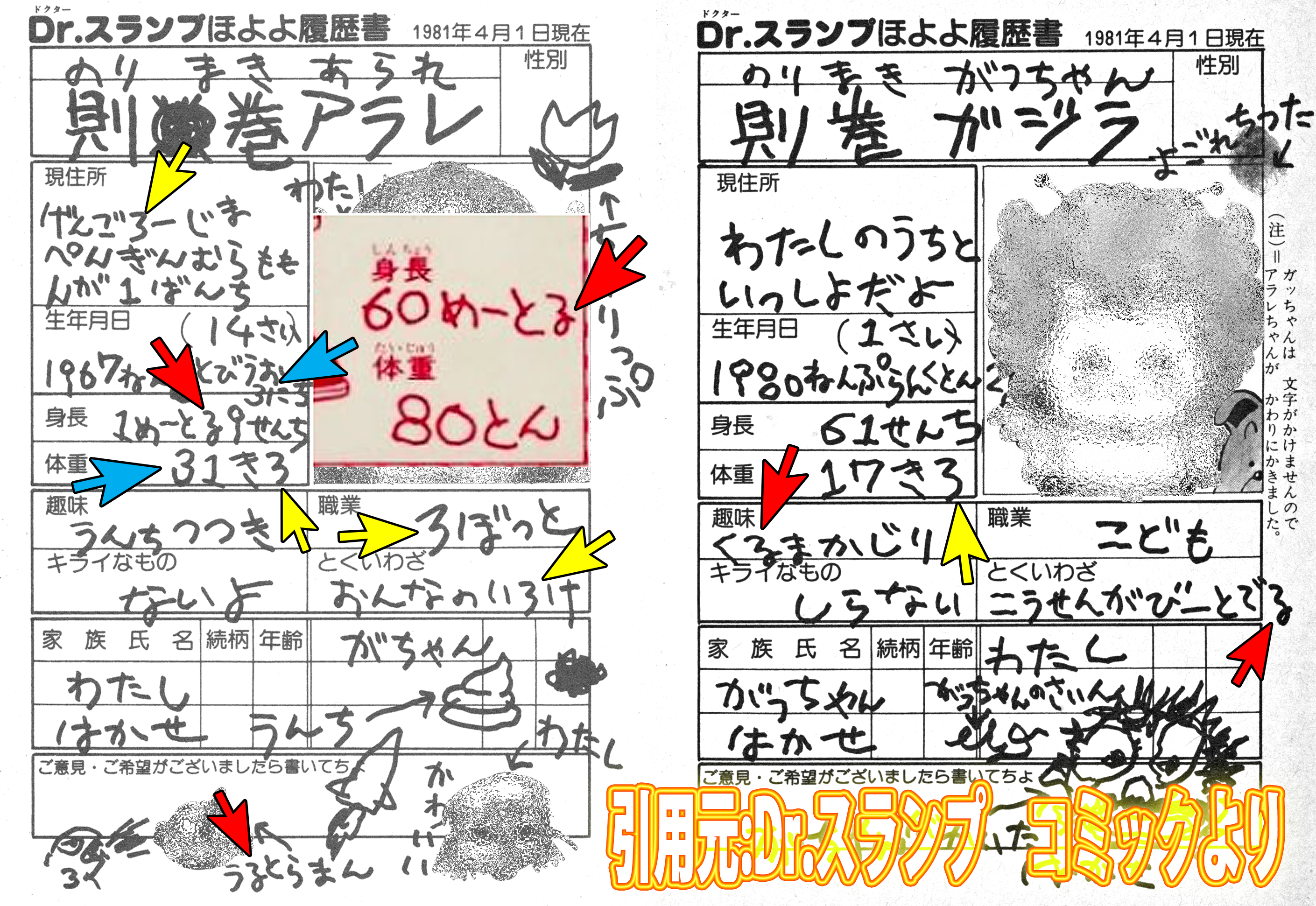 Dr.スランプ　アラレちゃんとガッちゃんの履歴書抜粋　その２