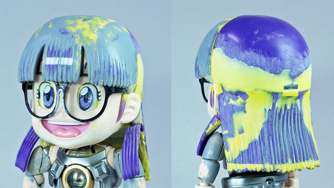 髪の毛パーツの仮取り付け