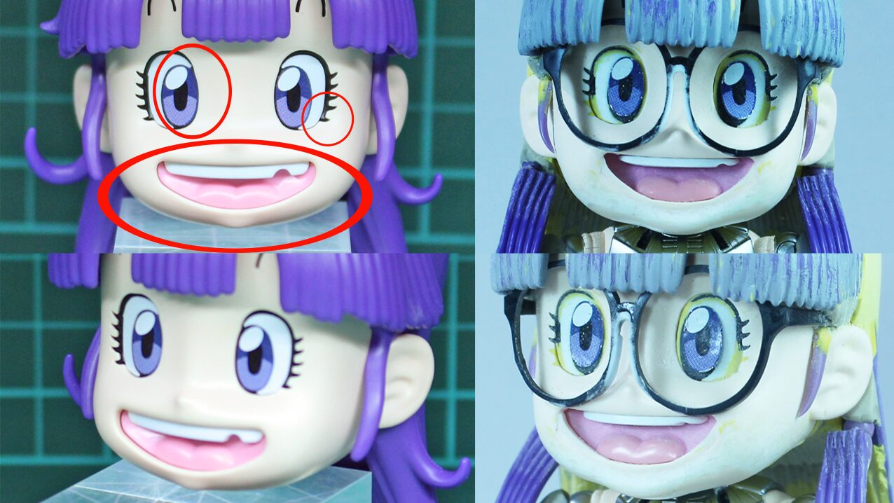 頭部キットの改造部位の比較